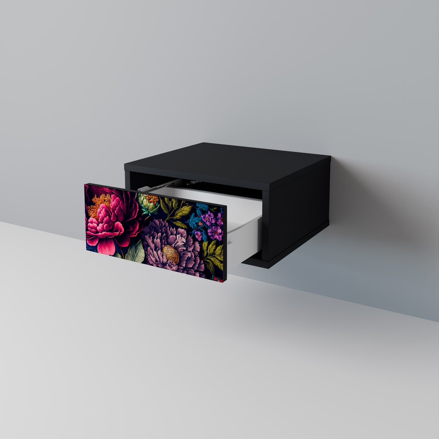 BLOOMING ELEGANCE Nattduksbord i svart finish