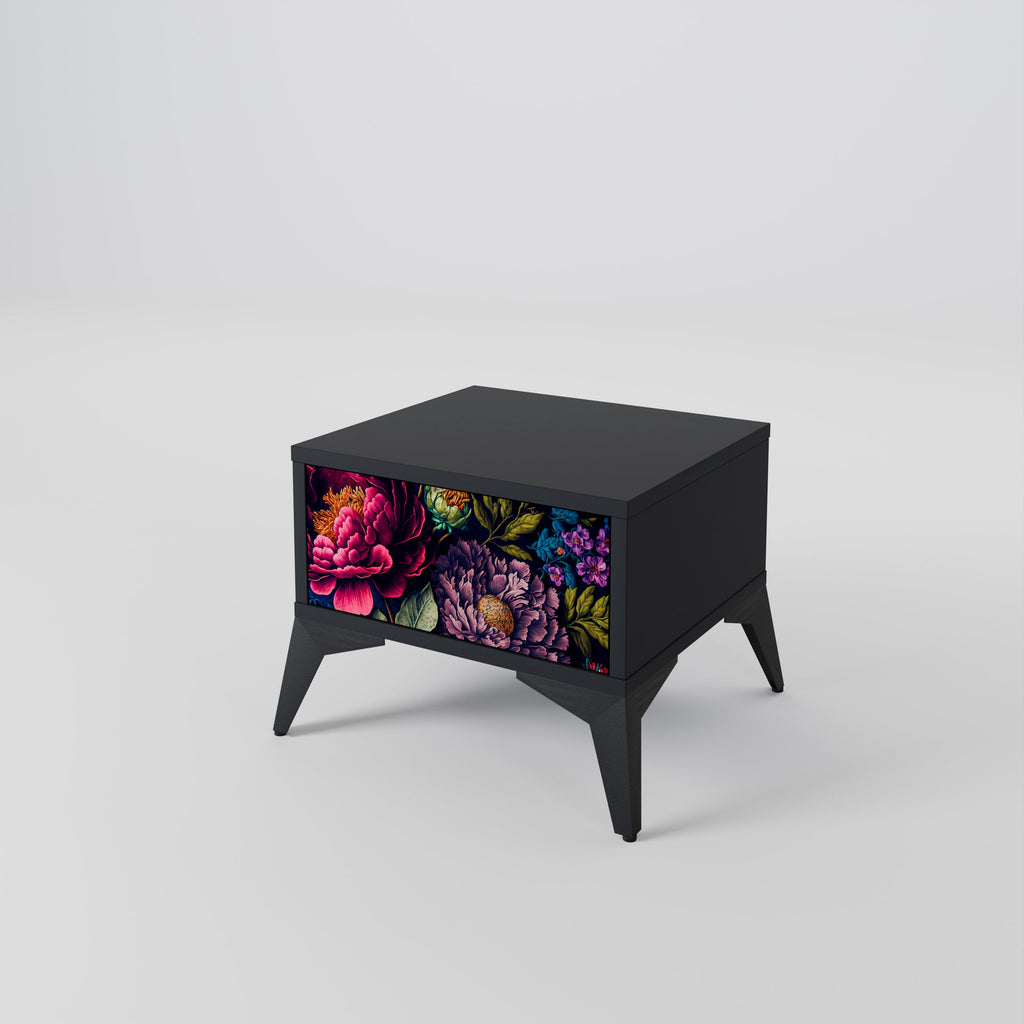 BLOOMING ELEGANCE Nattduksbord i svart finish