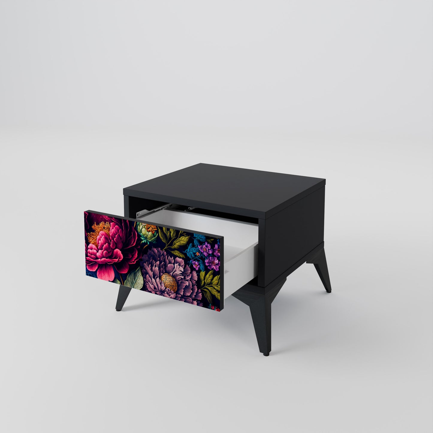 BLOOMING ELEGANCE Nattduksbord i svart finish