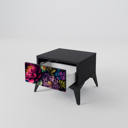 BLOOMING ELEGANCE Nattduksbord i svart finish