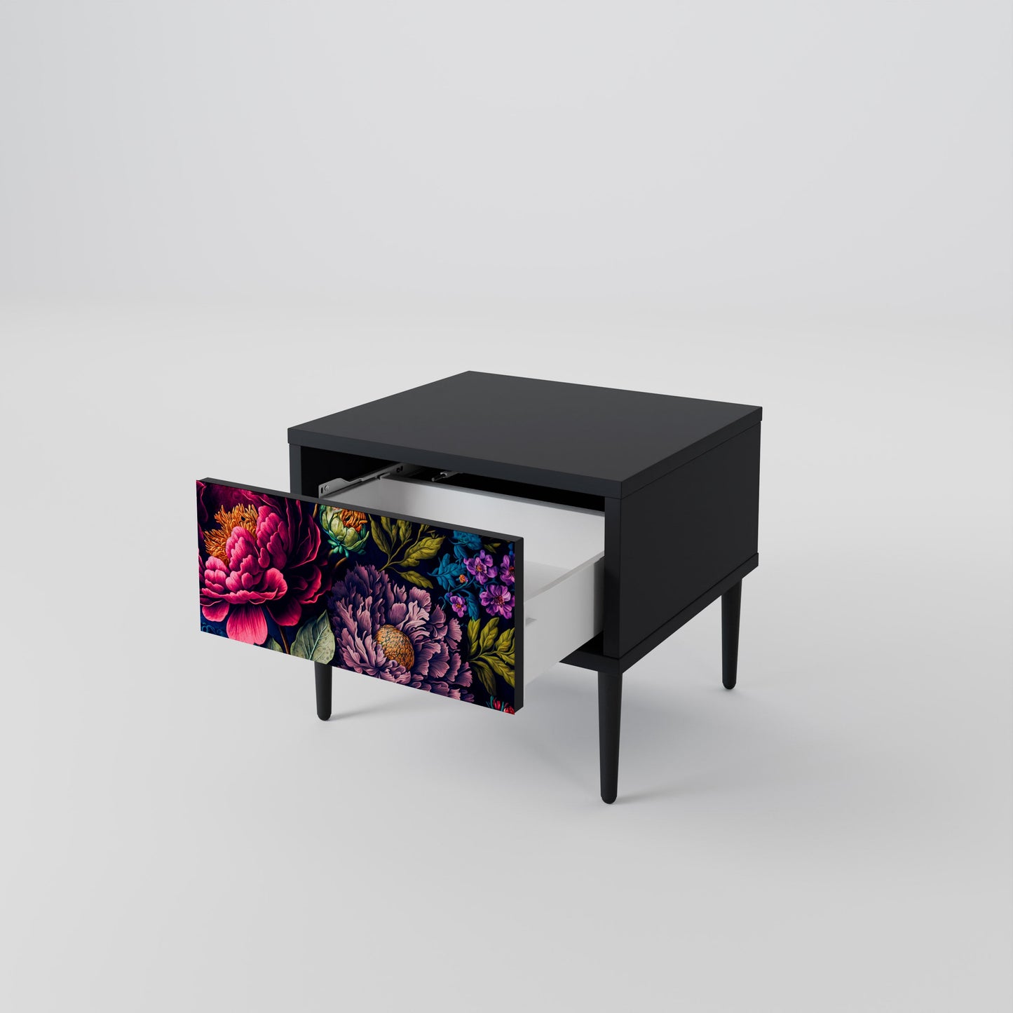 BLOOMING ELEGANCE Nattduksbord i svart finish