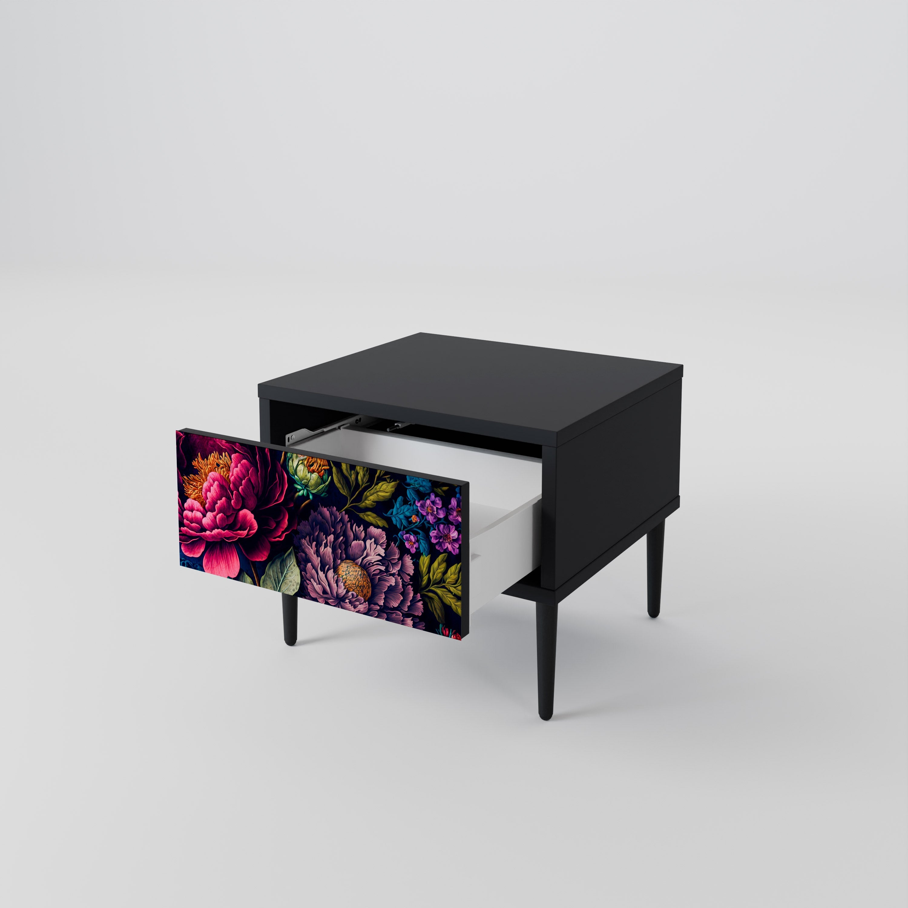 BLOOMING ELEGANCE Nattduksbord i svart finish