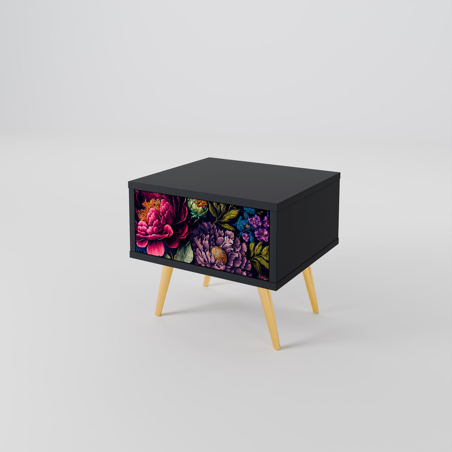 BLOOMING ELEGANCE Nattduksbord i svart finish