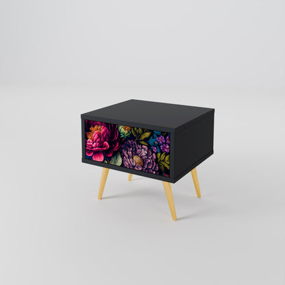 BLOOMING ELEGANCE Nattduksbord i svart finish