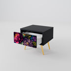 BLOOMING ELEGANCE Nightstand in Black Finish