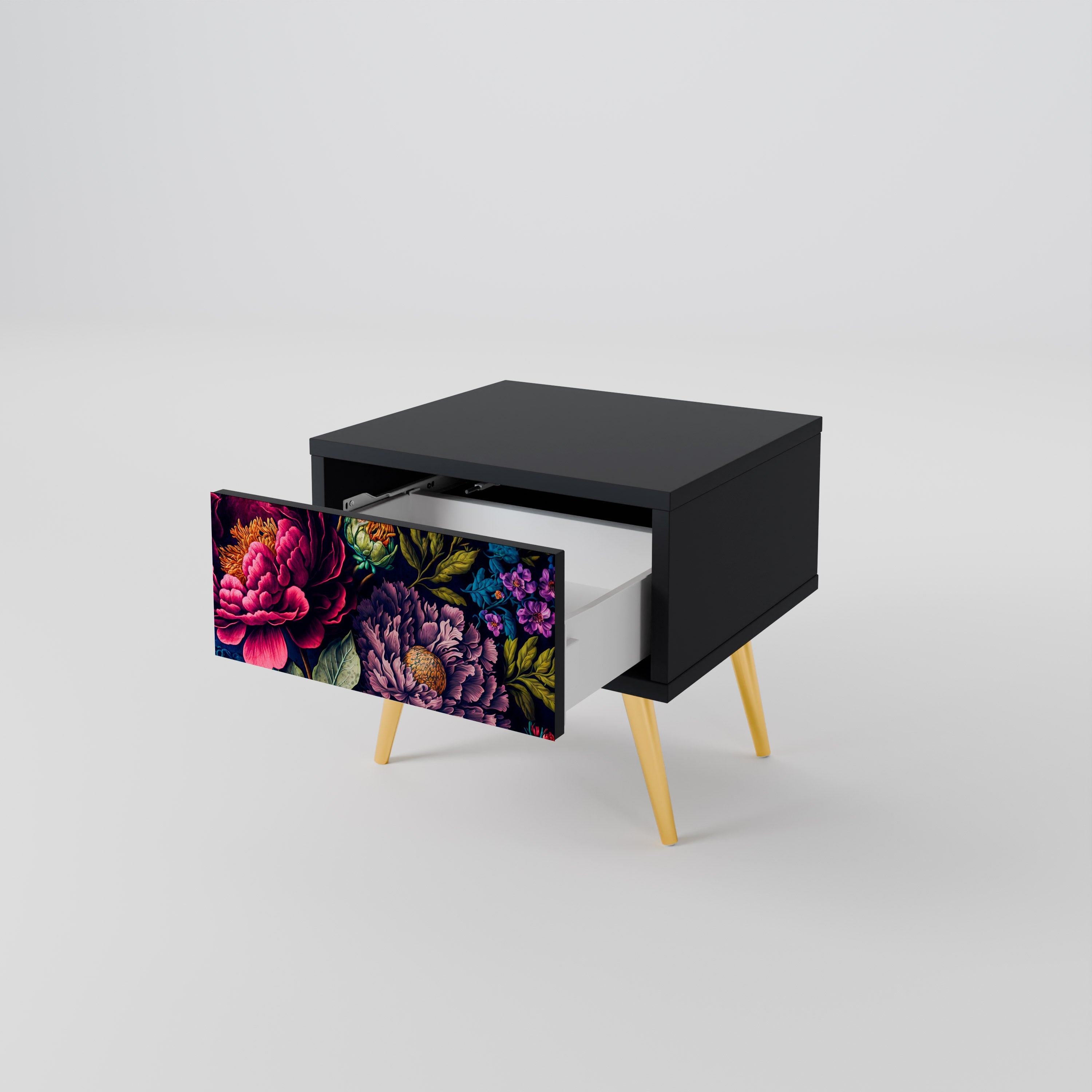 BLOOMING ELEGANCE Nattduksbord i svart finish