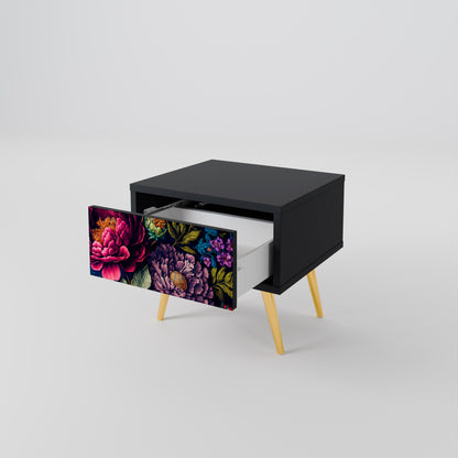 BLOOMING ELEGANCE Nattduksbord i svart finish