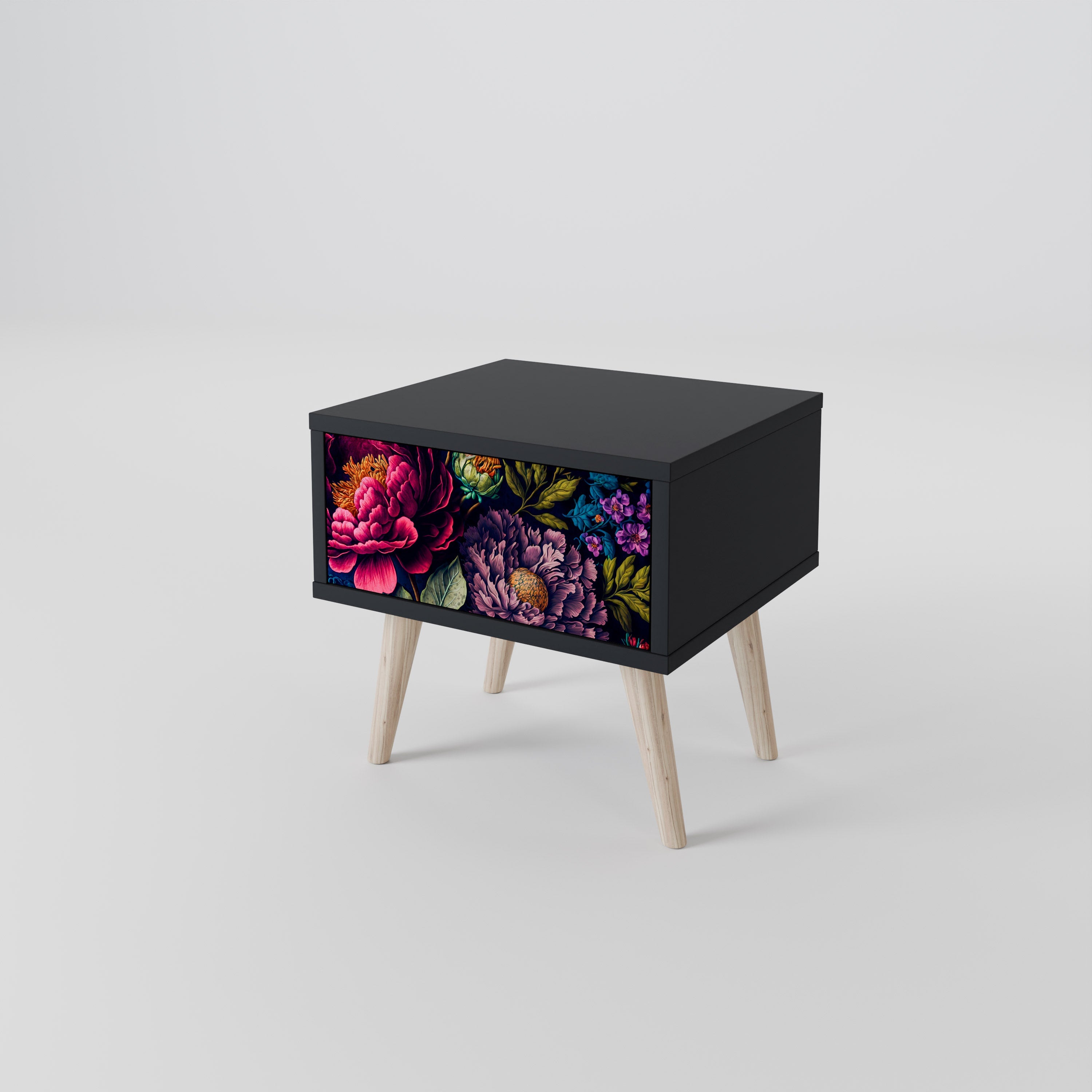 BLOOMING ELEGANCE Nattduksbord i svart finish