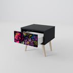 BLOOMING ELEGANCE Nightstand in Black Finish