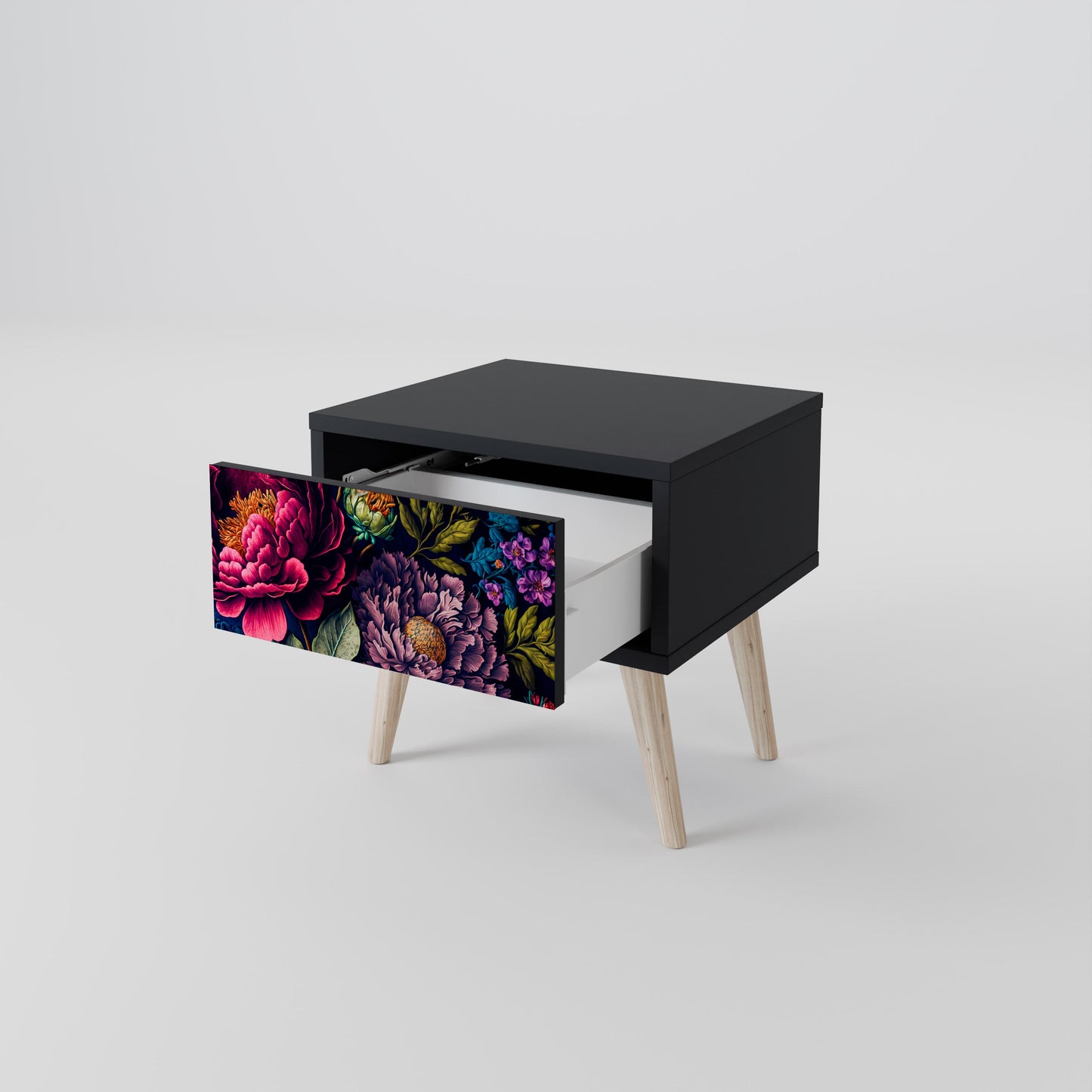 BLOOMING ELEGANCE Nattduksbord i svart finish