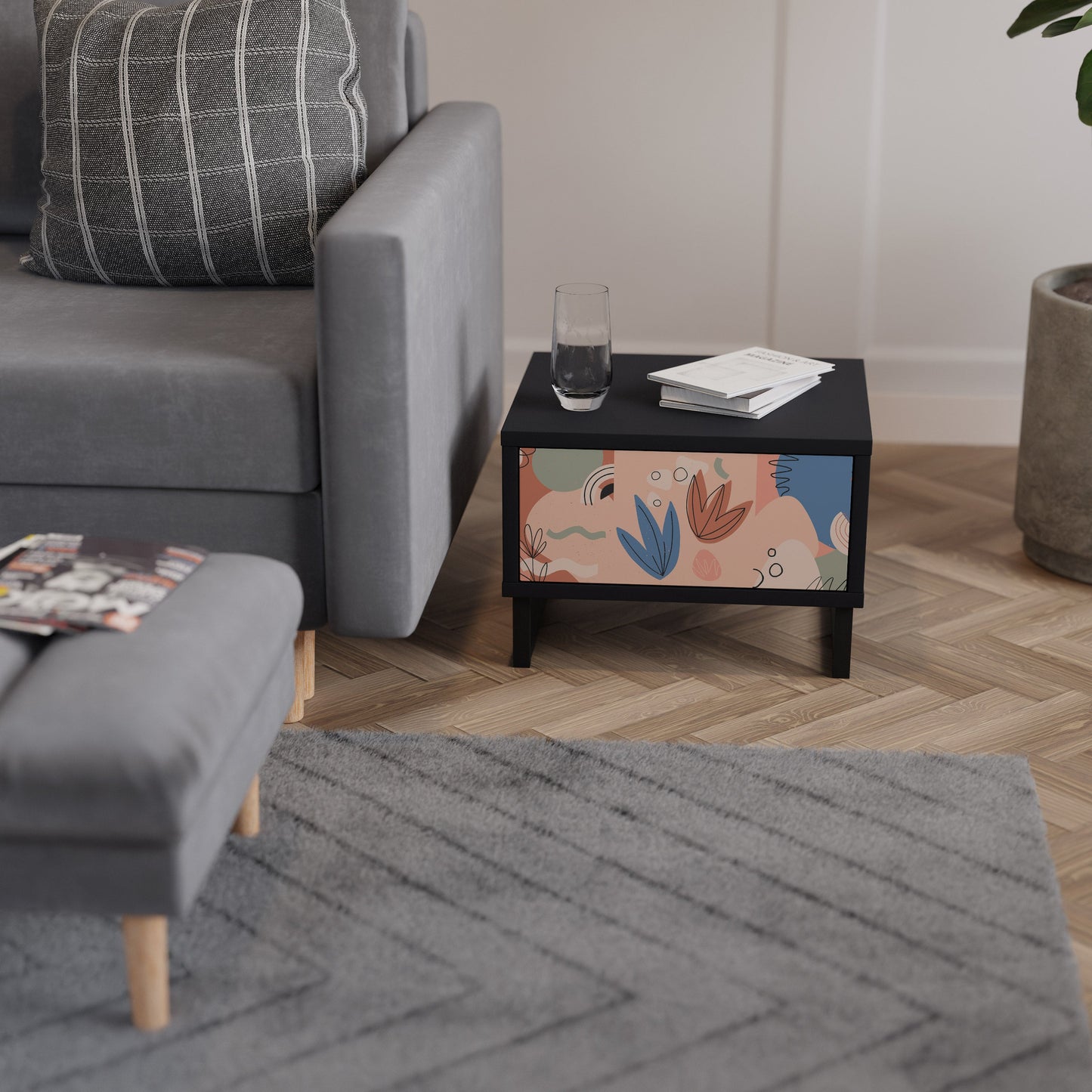 PASTEL DESTINY nattduksbord i svart finish