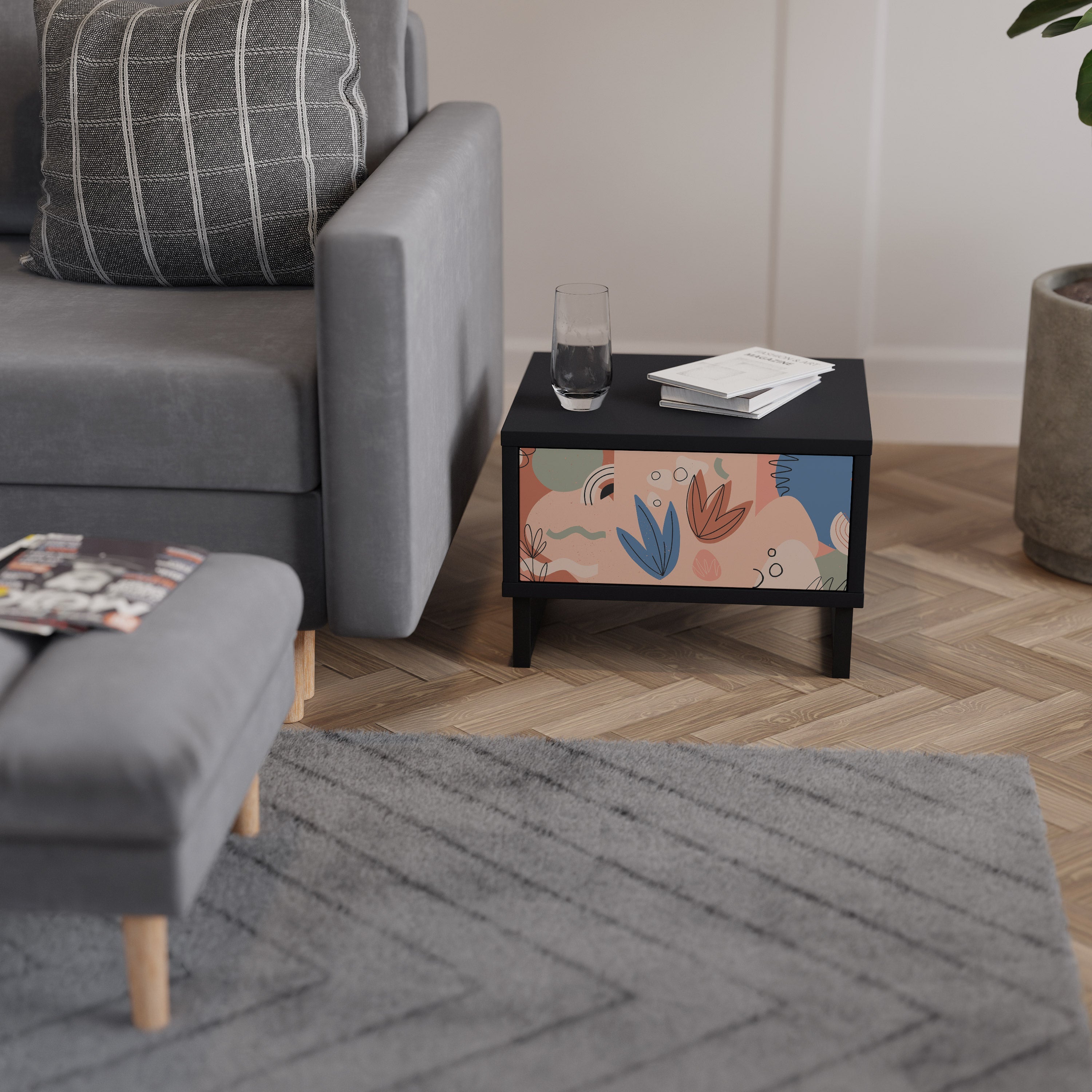 PASTEL DESTINY nattduksbord i svart finish