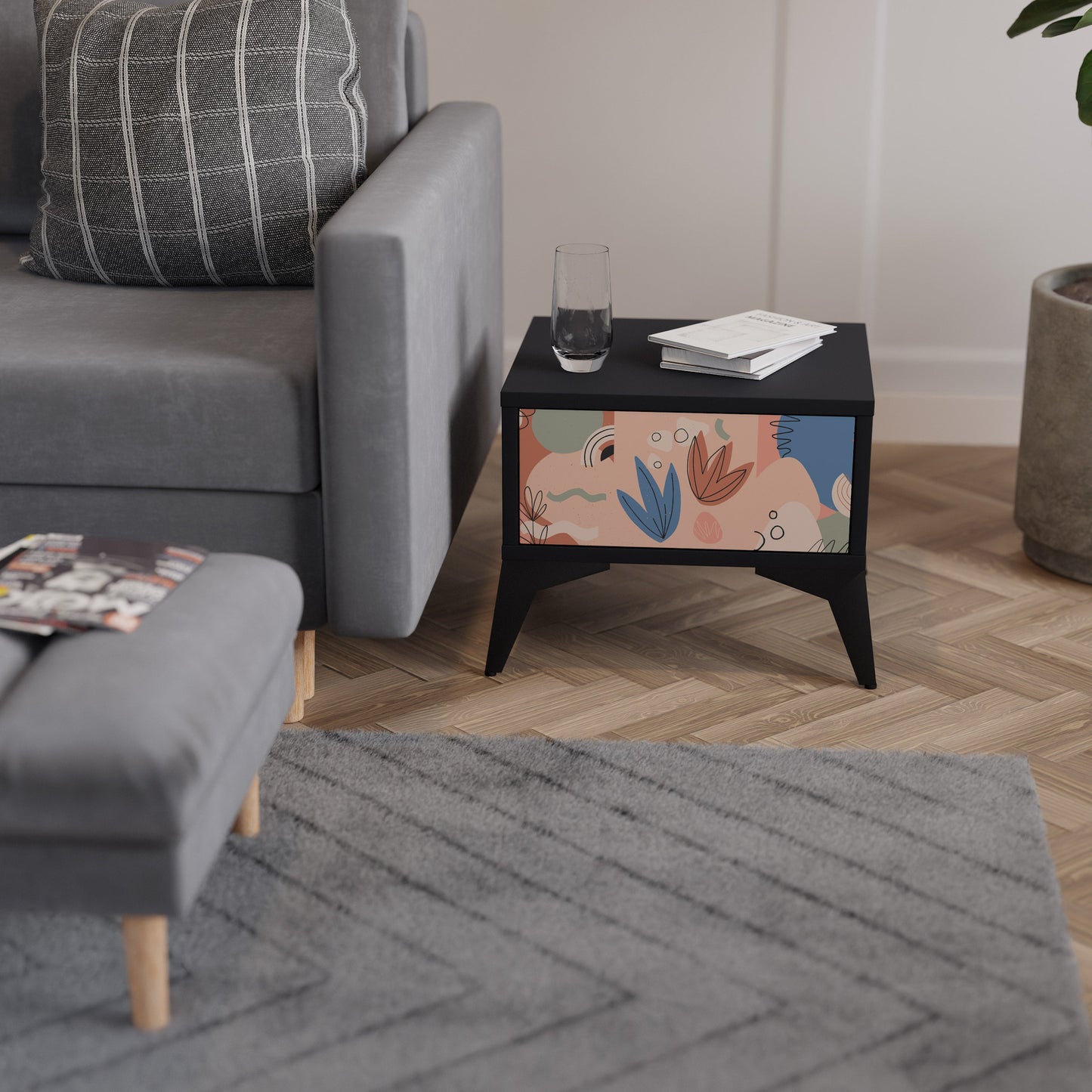 PASTEL DESTINY nattduksbord i svart finish