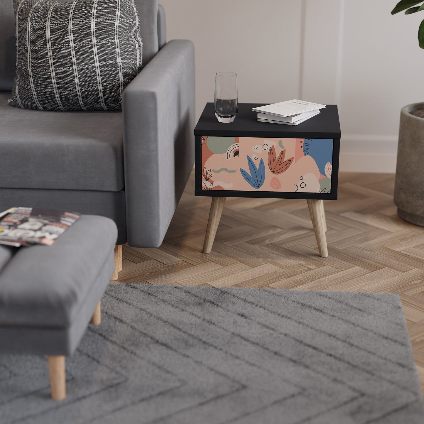 PASTEL DESTINY nattduksbord i svart finish