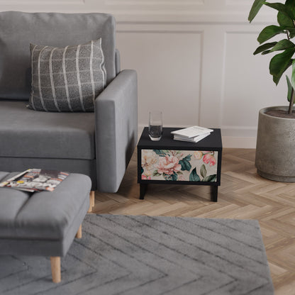 FLORAL GRACE nattduksbord i svart finish