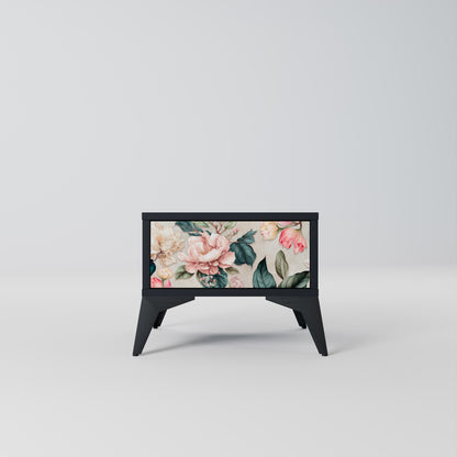 FLORAL GRACE nattduksbord i svart finish