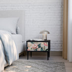 FLORAL GRACE Nightstand in Black Finish