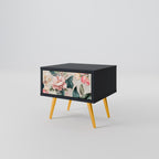 FLORAL GRACE Nightstand in Black Finish