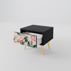 FLORAL GRACE Nightstand in Black Finish