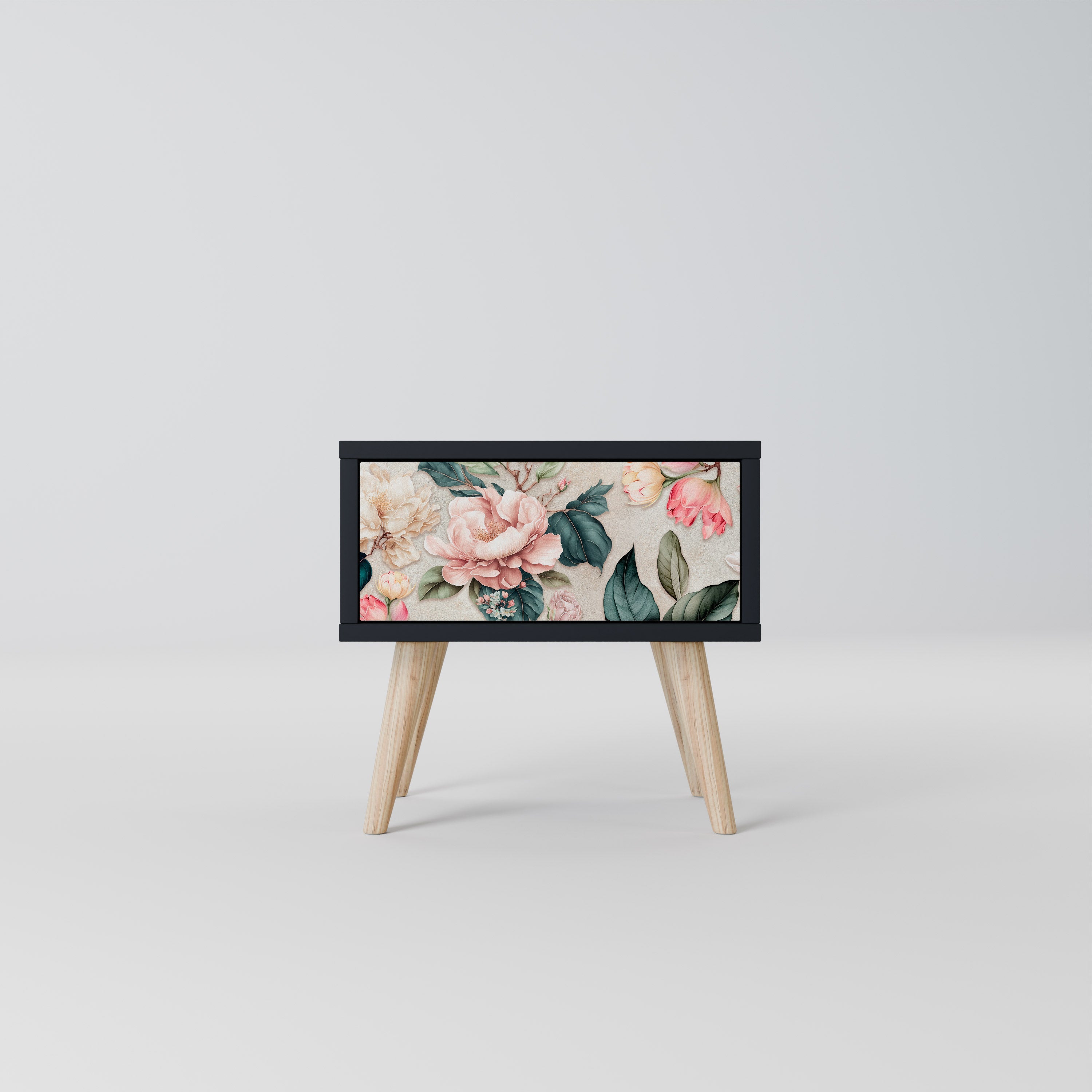 FLORAL GRACE nattduksbord i svart finish