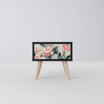 FLORAL GRACE nattduksbord i svart finish