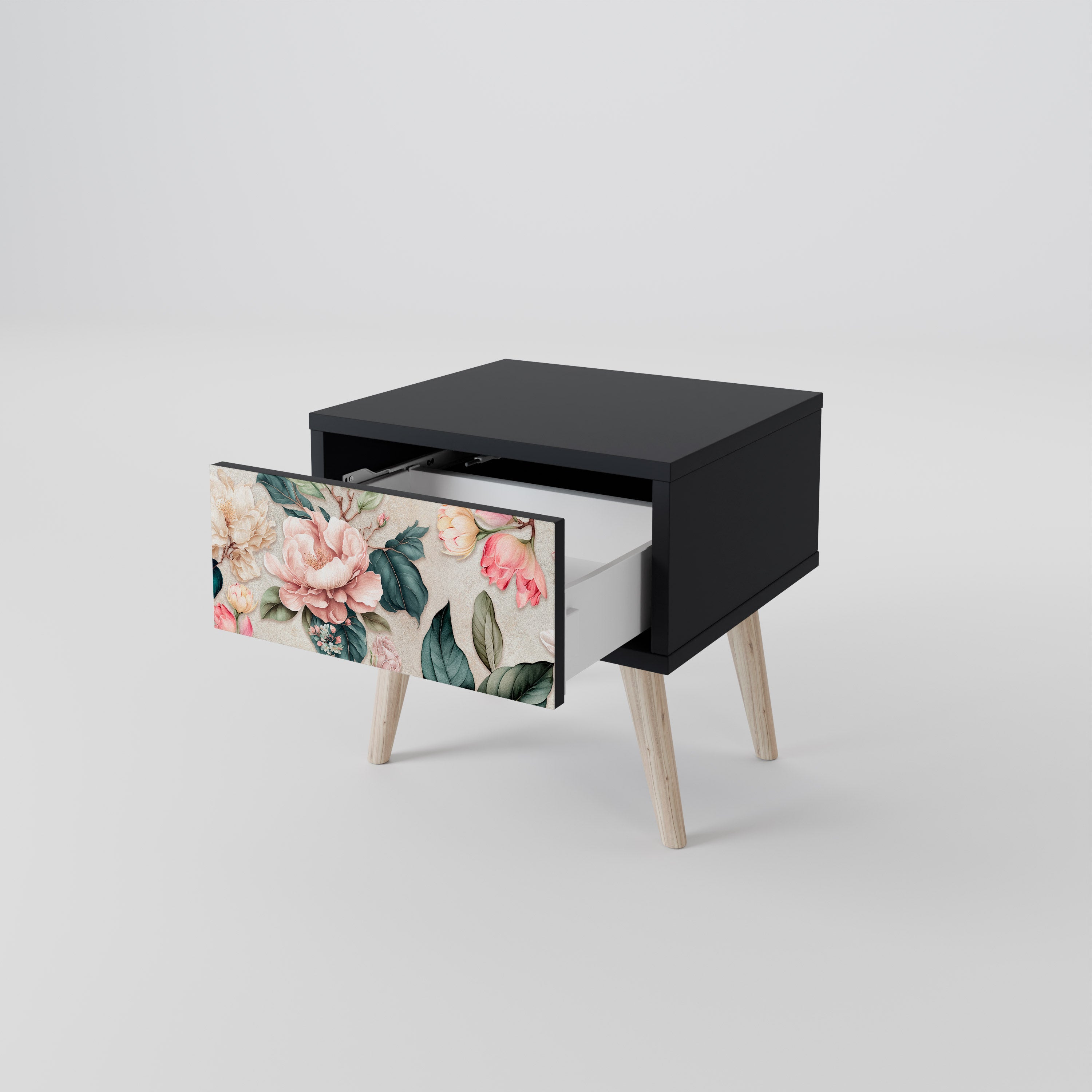 FLORAL GRACE nattduksbord i svart finish