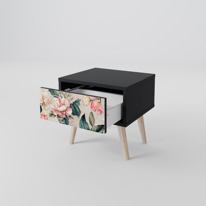 FLORAL GRACE nattduksbord i svart finish