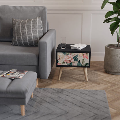 FLORAL GRACE nattduksbord i svart finish
