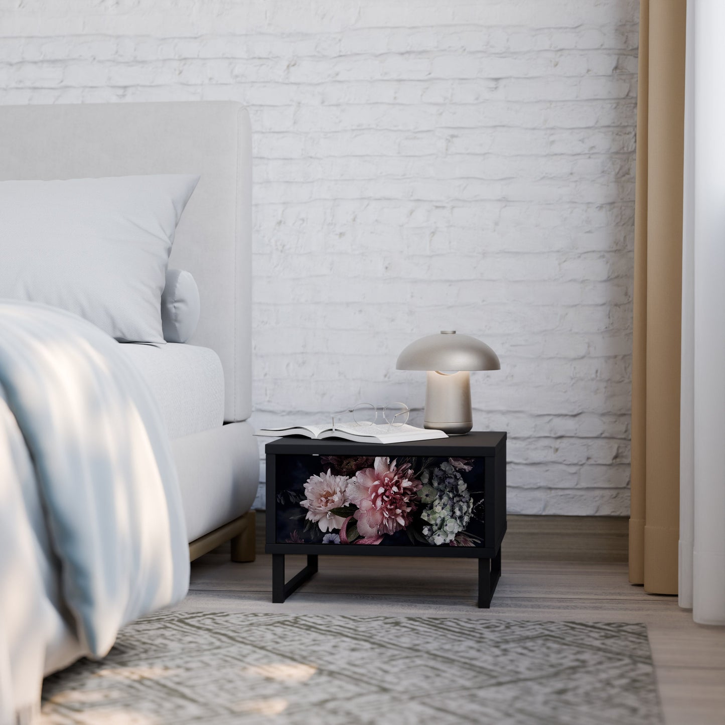 PURE BLOSSOM Nattduksbord i svart finish