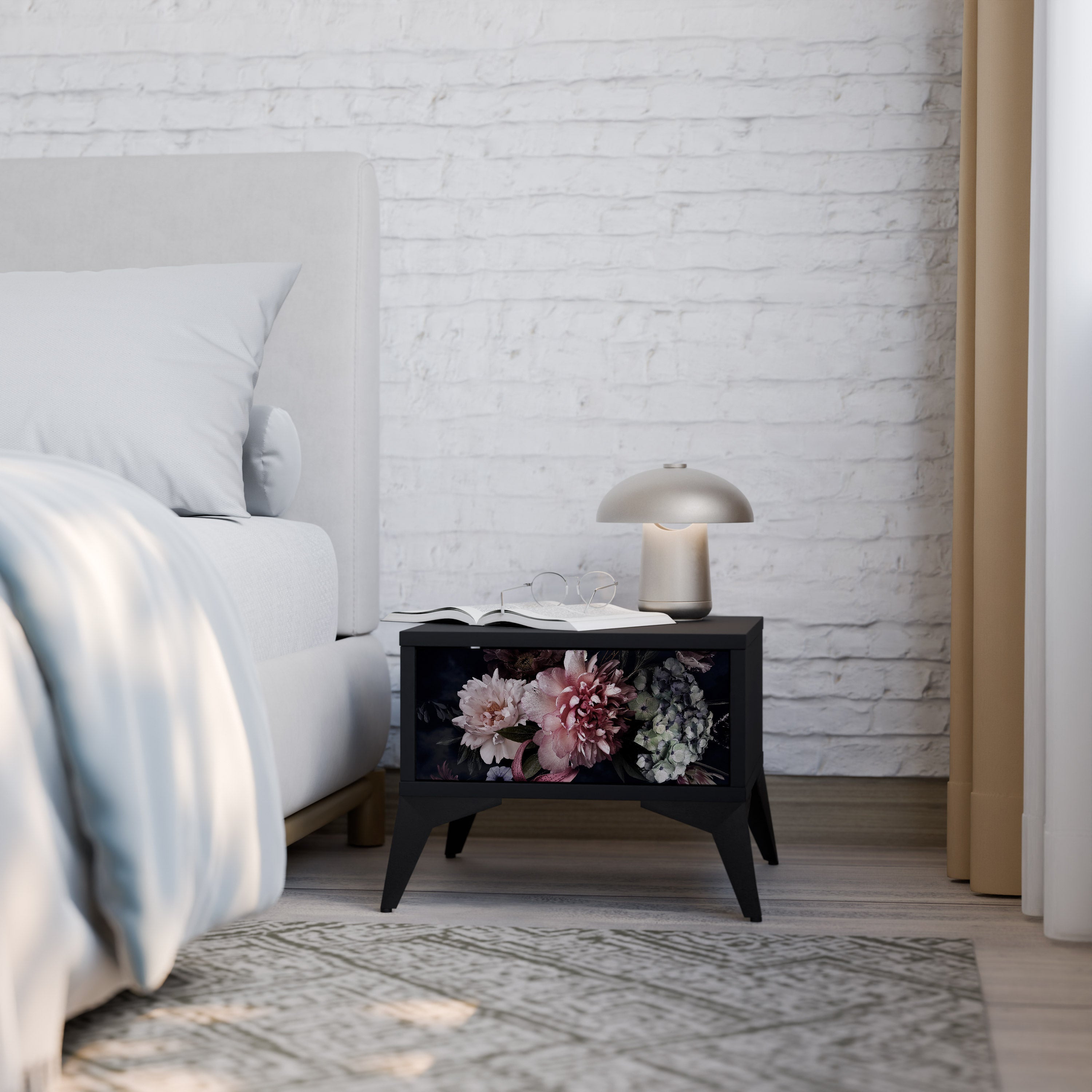 PURE BLOSSOM Nattduksbord i svart finish