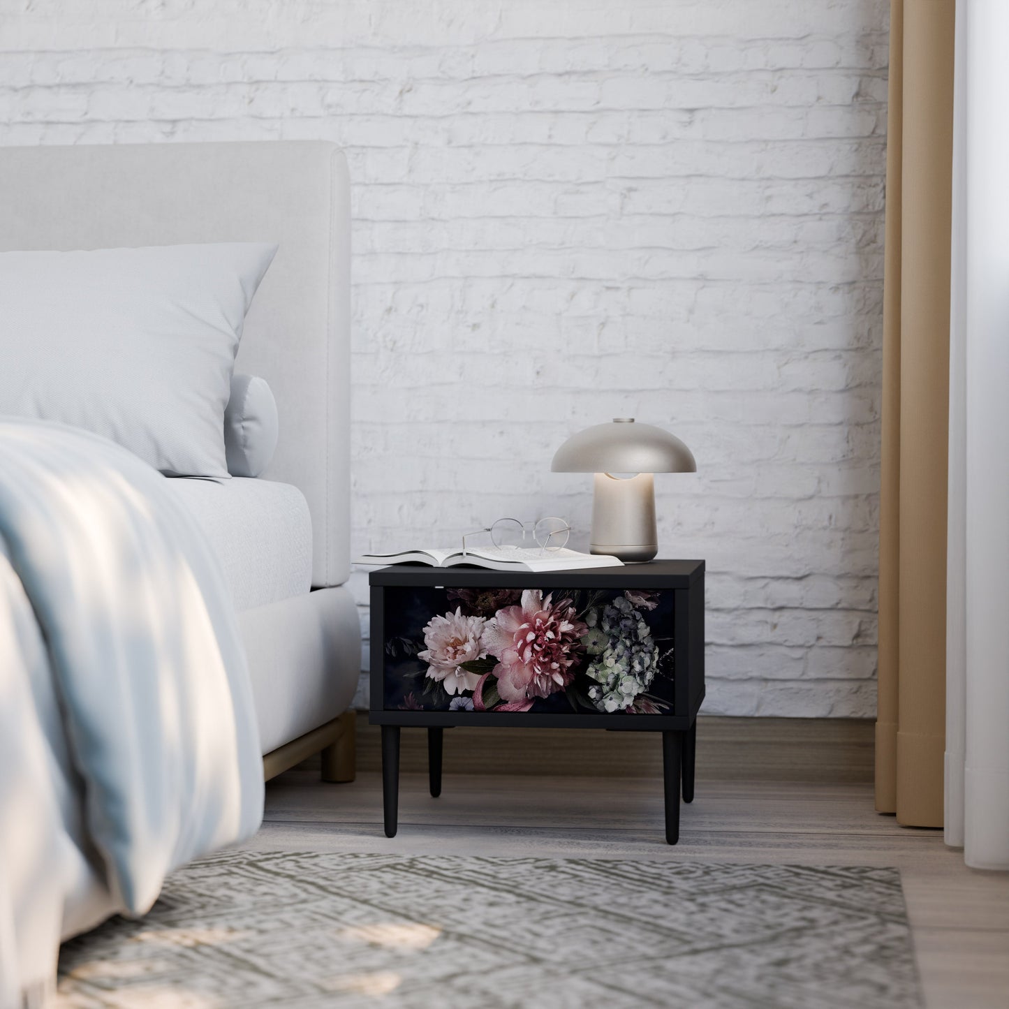 PURE BLOSSOM Nattduksbord i svart finish