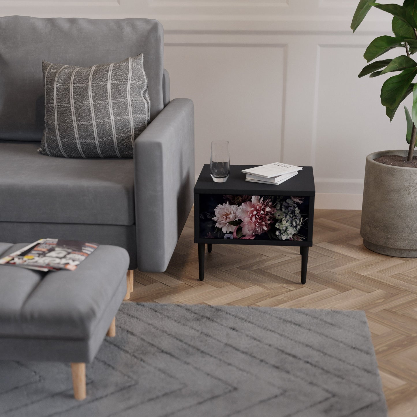PURE BLOSSOM Nattduksbord i svart finish