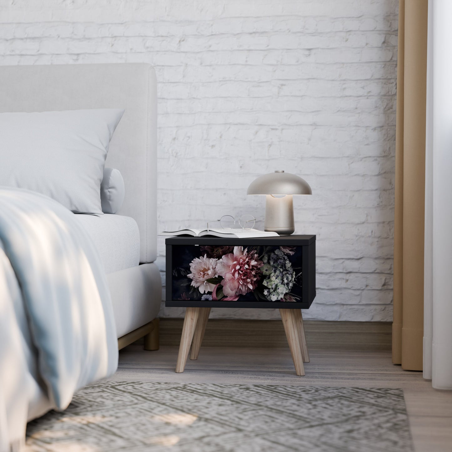 PURE BLOSSOM Nattduksbord i svart finish