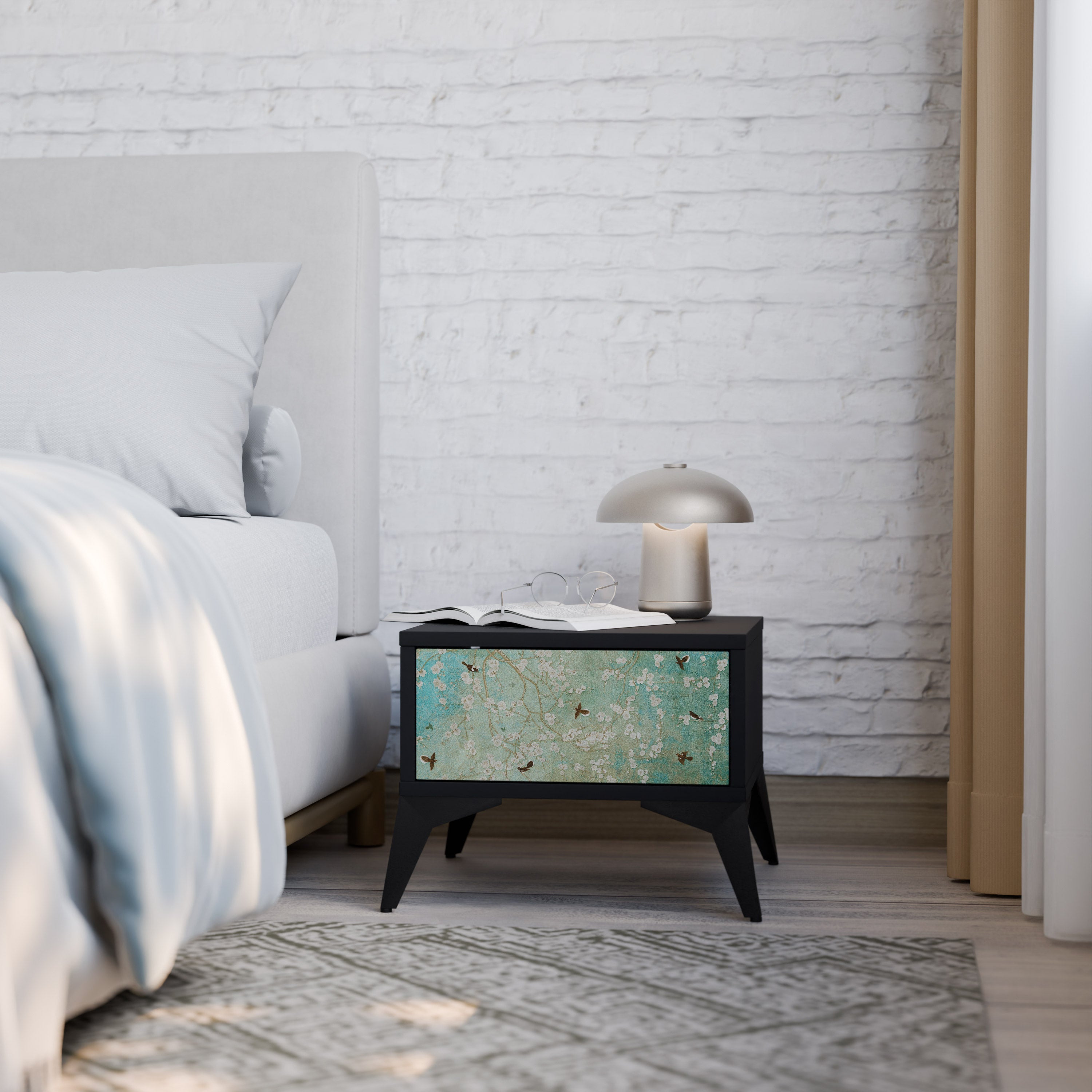 BLOOMING CHARM nattduksbord i svart finish