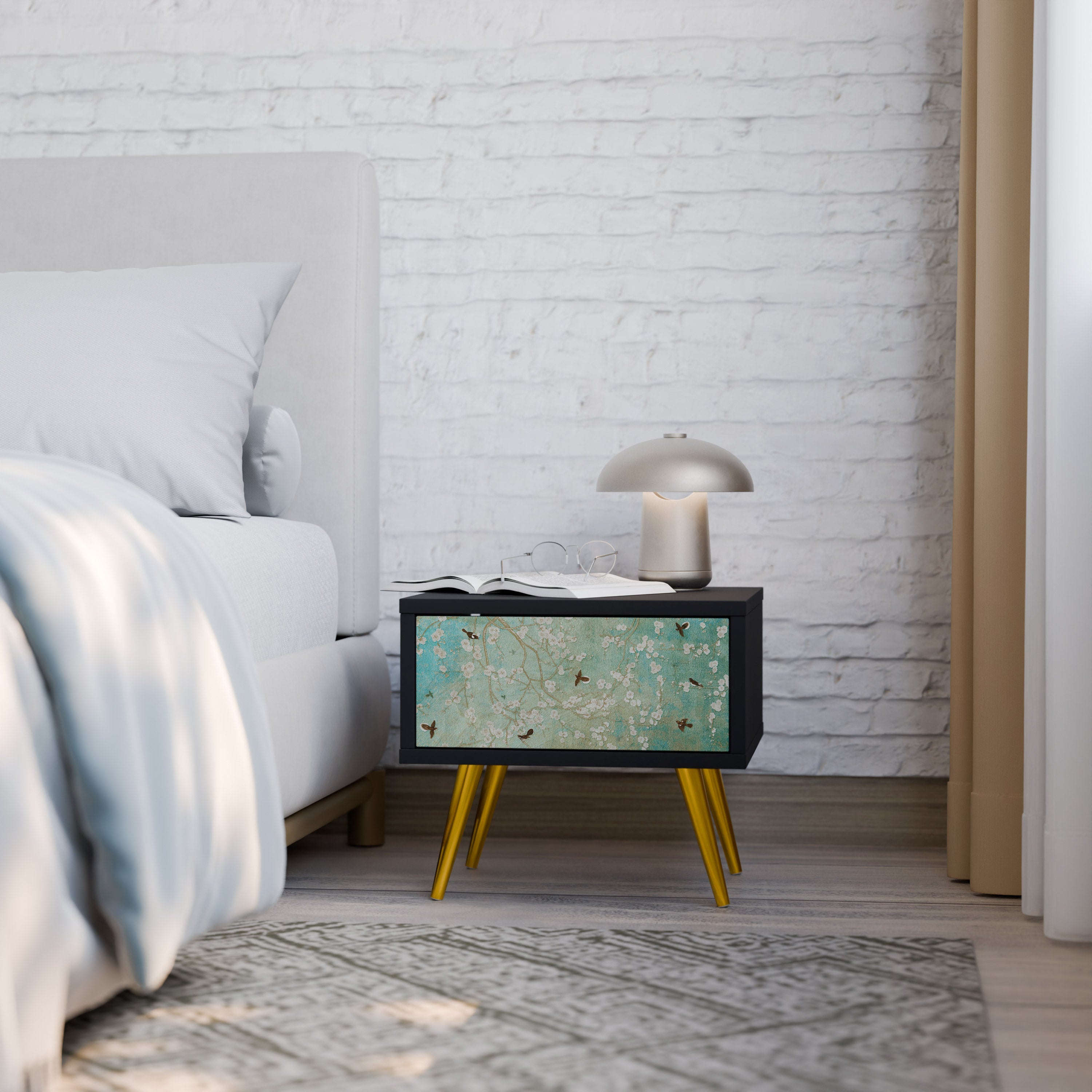BLOOMING CHARM nattduksbord i svart finish