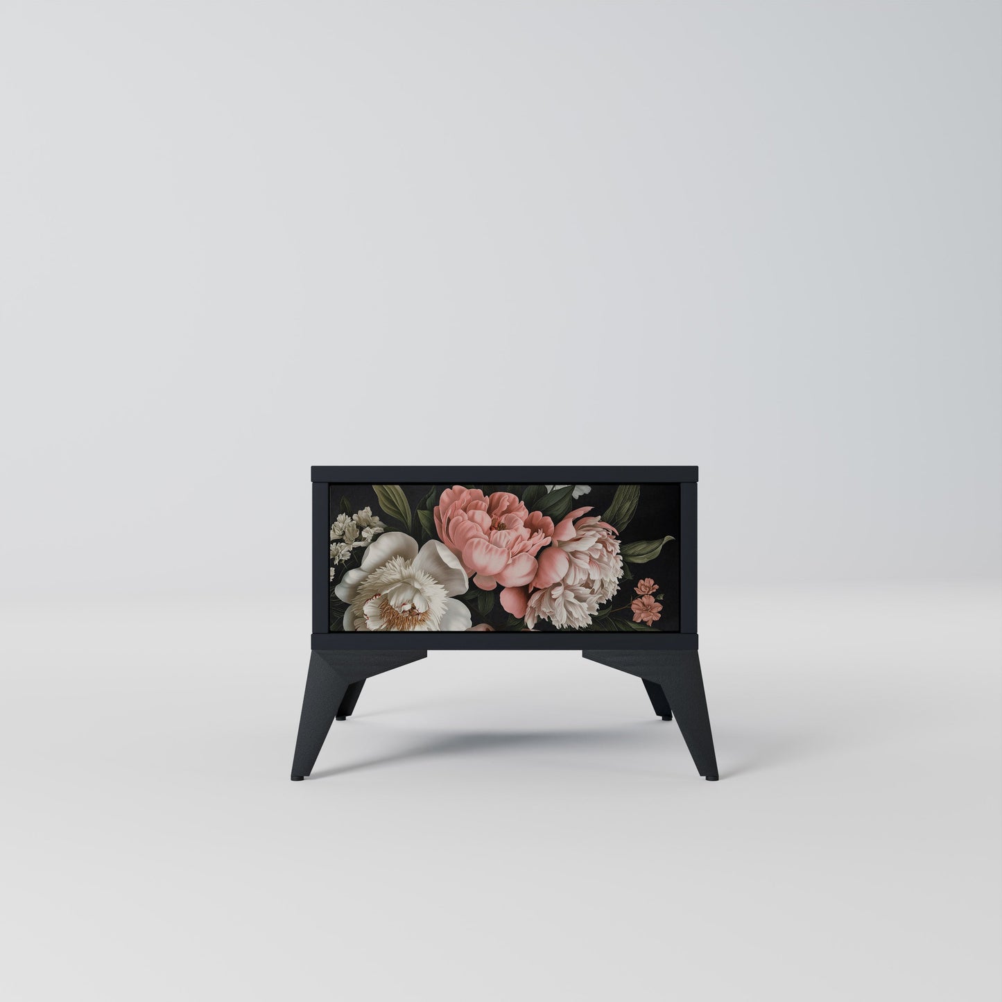 LUSH ELEGANCE Nattduksbord i svart finish