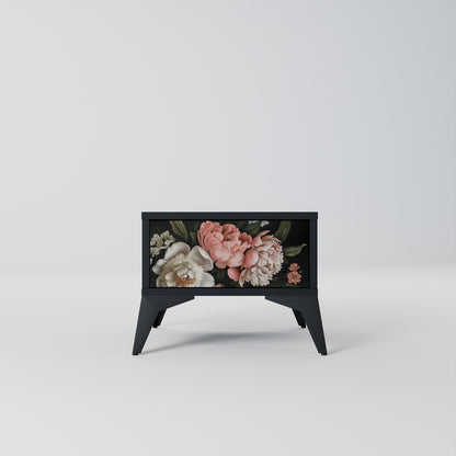 LUSH ELEGANCE Nattduksbord i svart finish