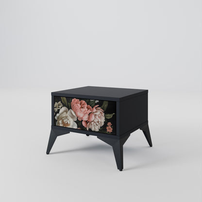 LUSH ELEGANCE Nattduksbord i svart finish