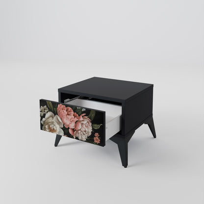 LUSH ELEGANCE Nattduksbord i svart finish