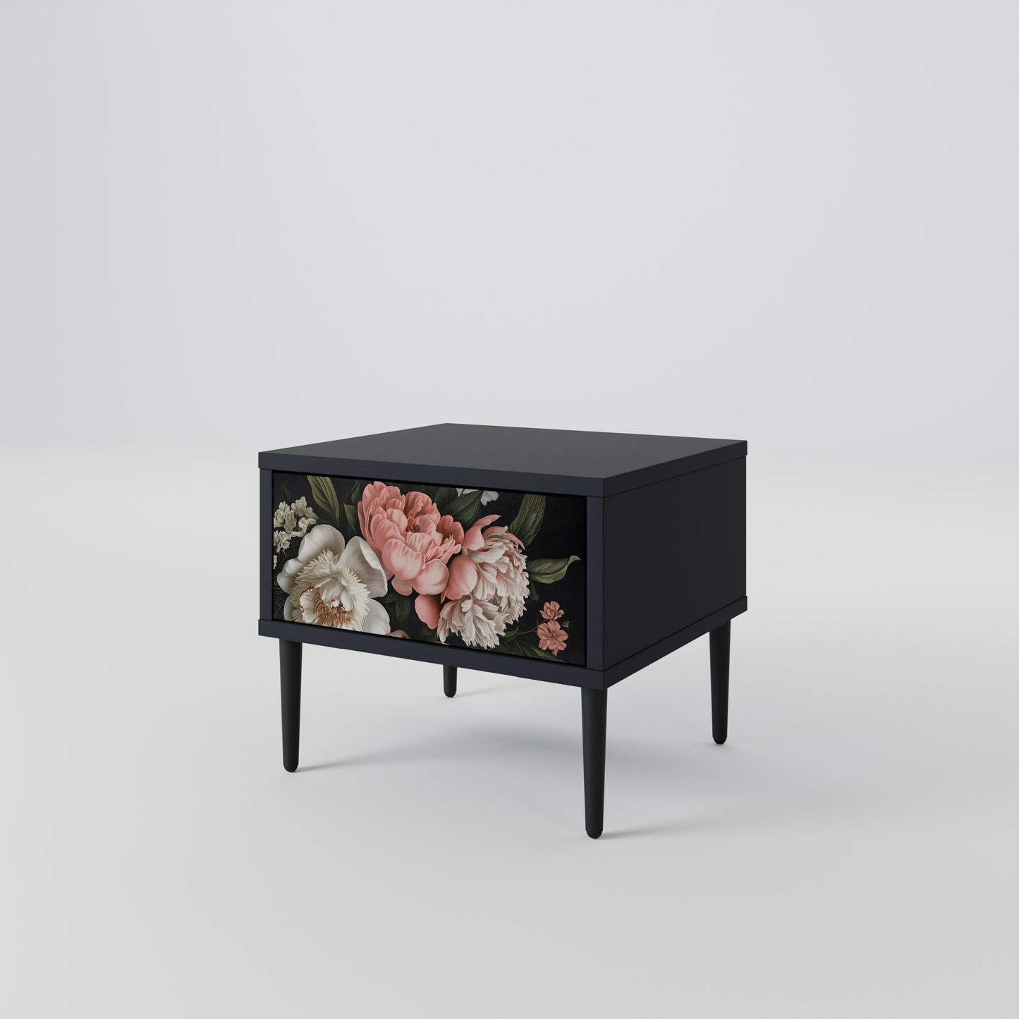 LUSH ELEGANCE Nattduksbord i svart finish