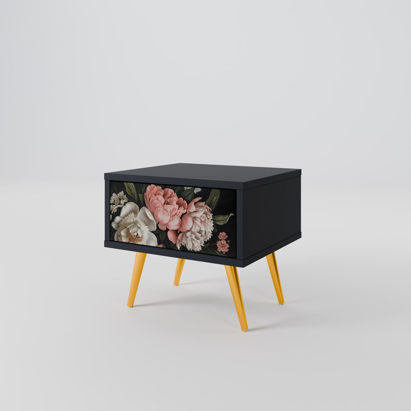 LUSH ELEGANCE Nattduksbord i svart finish