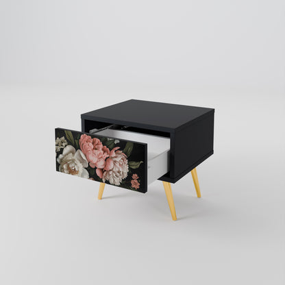 LUSH ELEGANCE Nattduksbord i svart finish