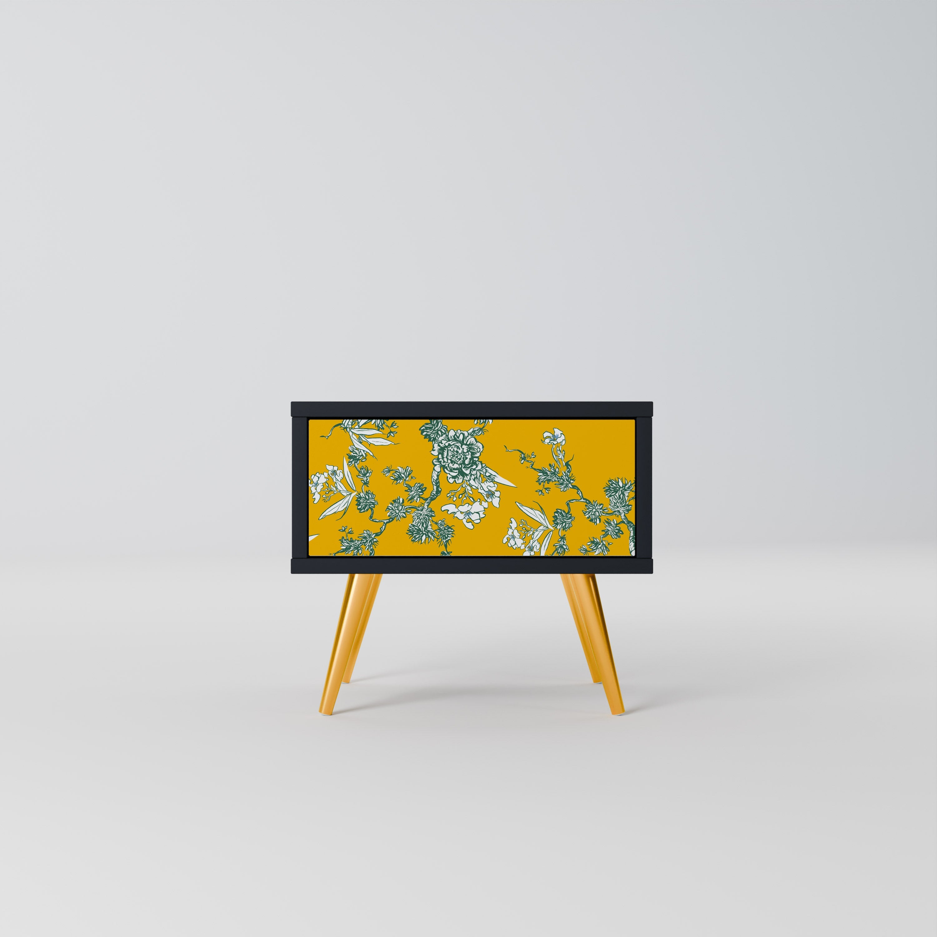 GULT CHINOISERIE-nattbord i svart finish