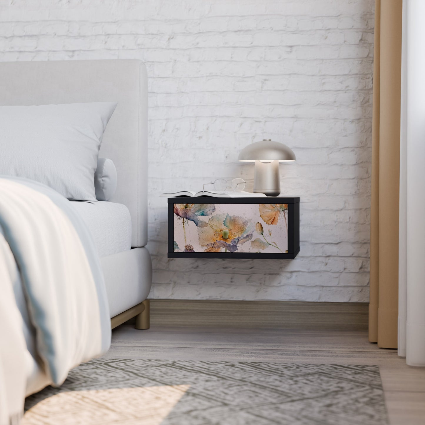SOFTEN POPPY nattduksbord i svart finish