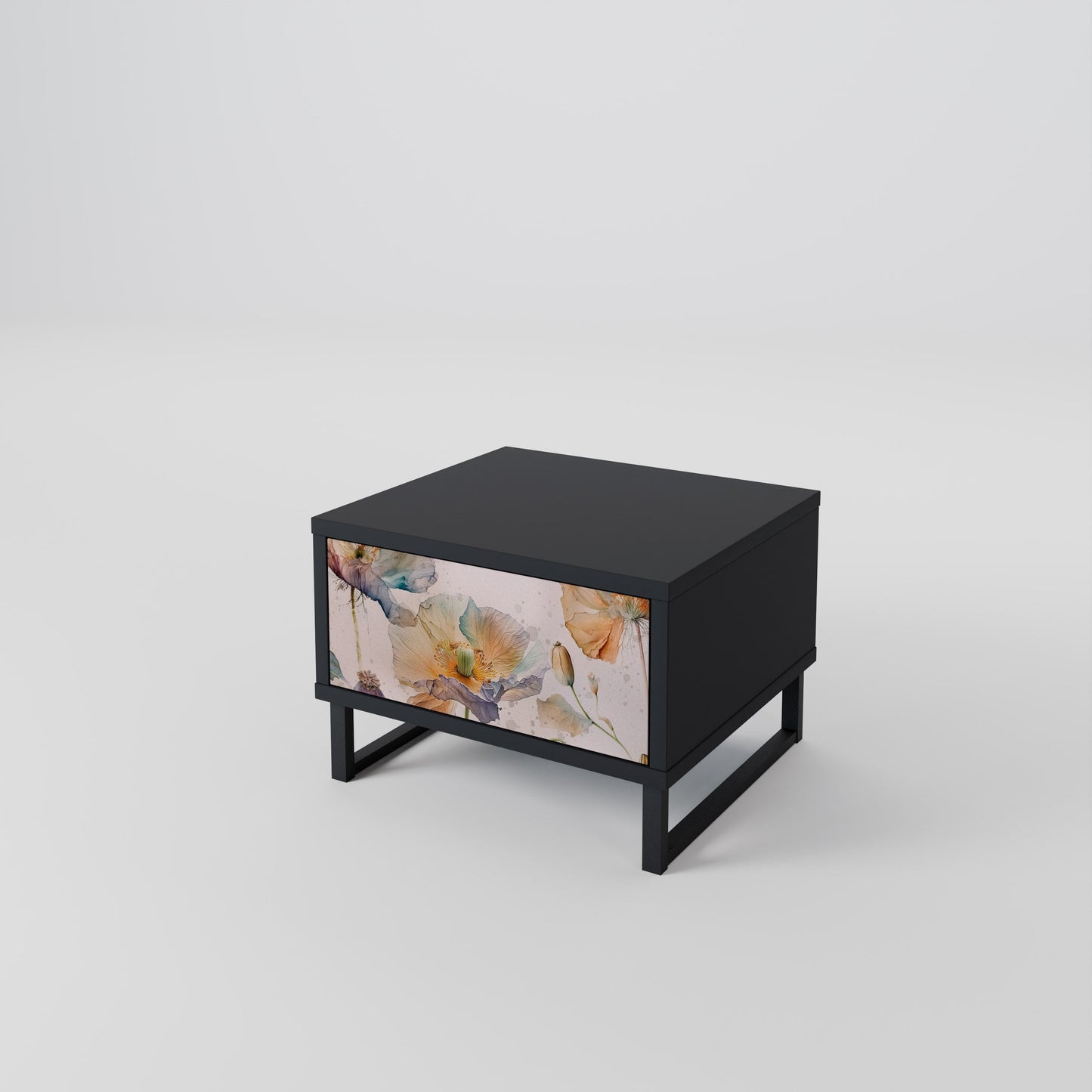 SOFTEN POPPY nattduksbord i svart finish