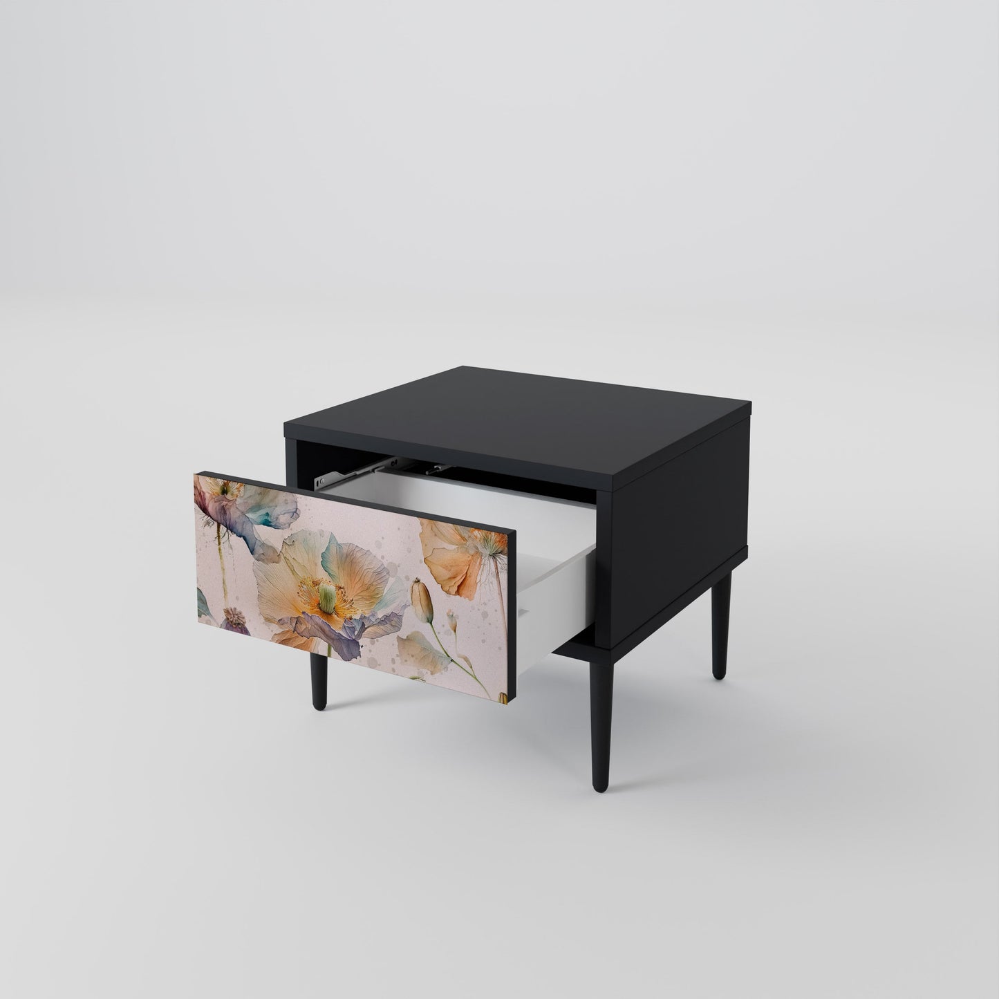 SOFTEN POPPY nattduksbord i svart finish