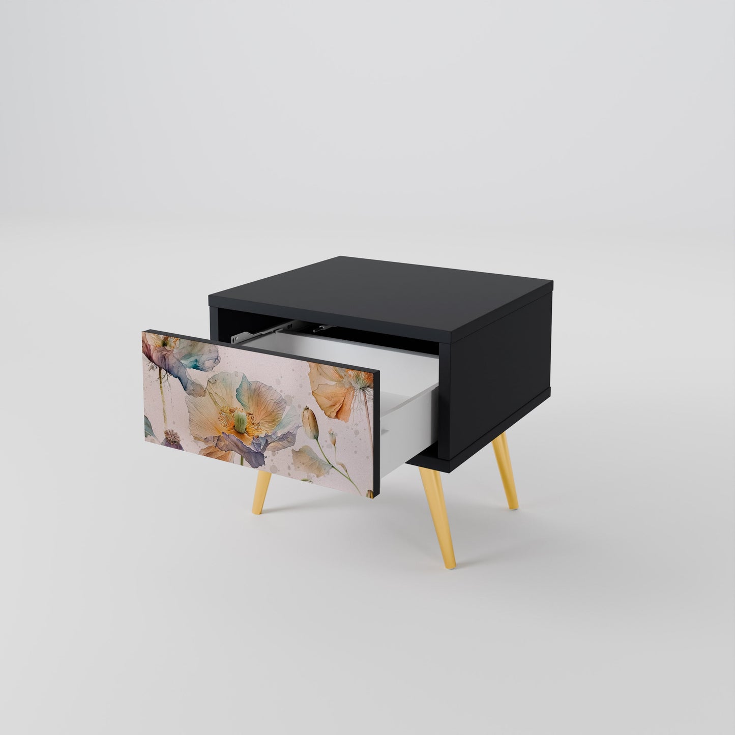 SOFTEN POPPY nattduksbord i svart finish