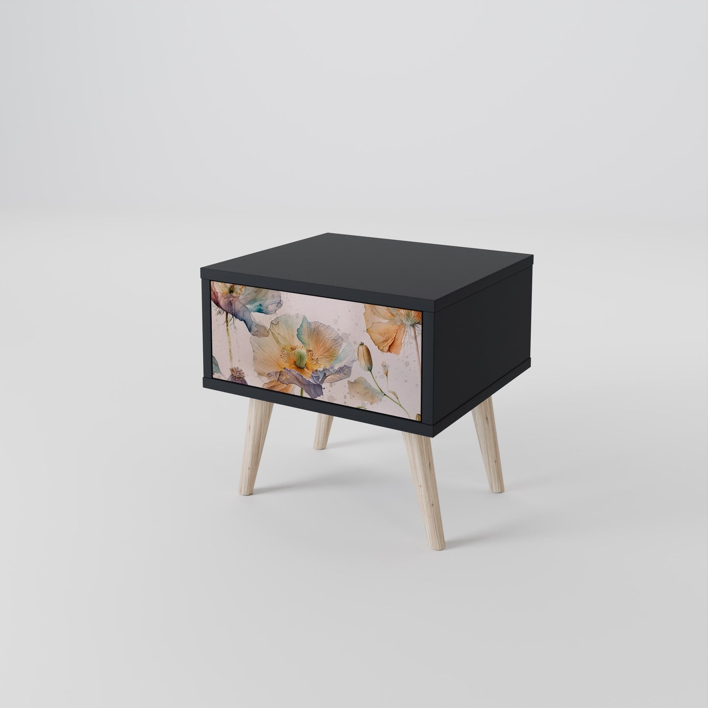 SOFTEN POPPY nattduksbord i svart finish