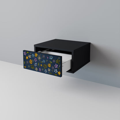 BLOMMOR PÅ MARINBLÅTT SJUKDAGSBORD i svart finish