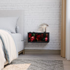 Nattduksbord med dahlior och granatäpplen